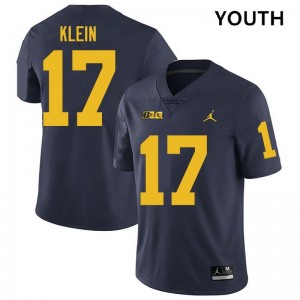 Youth Marlin Klein Navy Michigan Wolverines #17 College Football 2025-26 Jerseys