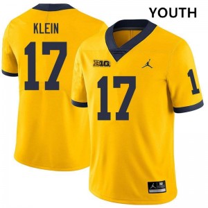 Youth Marlin Klein Yellow Michigan Wolverines #17 College Football Official Jerseys