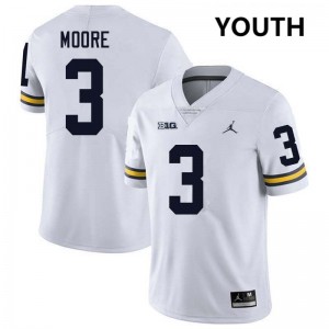 Youth Fredrick Moore White Michigan Wolverines #3 College Football Official Jersey