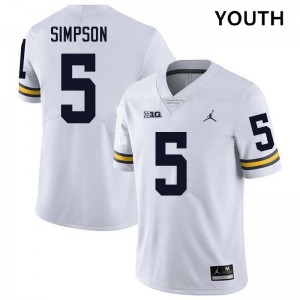 Youth Anthony Simpson White Michigan Wolverines #5 College Football 2025 Jerseys