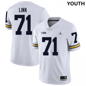 Youth Evan Link White Michigan Wolverines #71 College Football Official Jerseys
