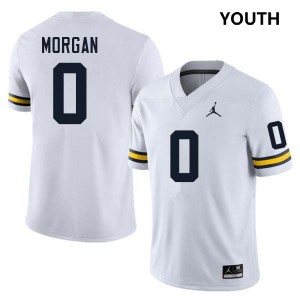 Youth Semaj Morgan White Michigan Wolverines #0 College Football Embroidery Jersey