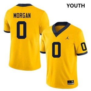 Youth Semaj Morgan Yellow Michigan Wolverines #0 College Football University Jerseys