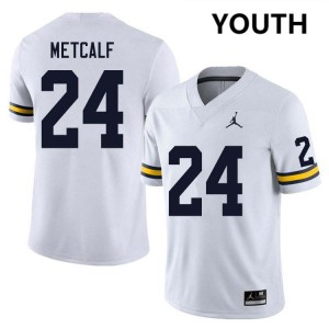 Youth Tevis Metcalf White Michigan Wolverines #24 College Football Replica Jersey