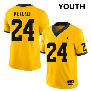 Youth Tevis Metcalf Yellow Michigan Wolverines #24 College Football Alumni Jersey