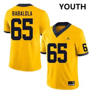 Youth Andrew Babalola Yellow Michigan Wolverines #65 College Football Replica Jerseys