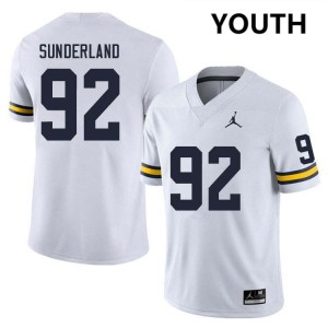 Youth Beckham Sunderland White Michigan Wolverines #92 College Football University Jersey