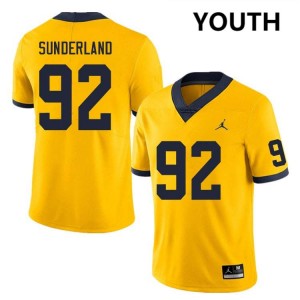 Youth Beckham Sunderland Yellow Michigan Wolverines #92 College Football High School Jerseys