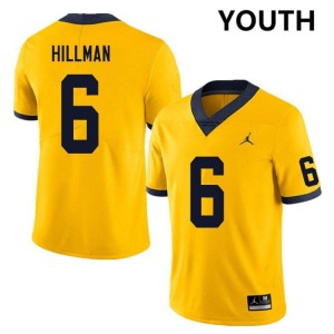 Youth Brandyn Hillman Yellow Michigan Wolverines #6 College Football Stitched Jersey