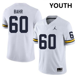 Youth Brooks Bahr White Michigan Wolverines #60 College Football 2025 Jersey