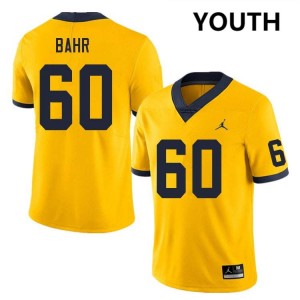 Youth Brooks Bahr Yellow Michigan Wolverines #60 College Football Stitched Jersey