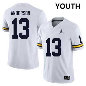 Youth Caleb Anderson White Michigan Wolverines #13 College Football Alumni Jersey