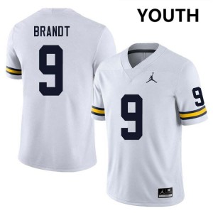 Youth Cameron Brandt White Michigan Wolverines #9 College Football Alumni Jersey