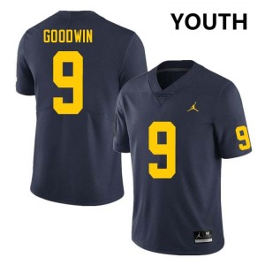 Youth Channing Goodwin Navy Michigan Wolverines #9 College Football 2025-26 Jersey