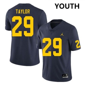 Youth Chase Taylor Navy Michigan Wolverines #29 College Football High School Jerseys