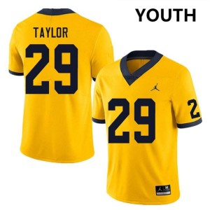 Youth Chase Taylor Yellow Michigan Wolverines #29 College Football Stitched Jersey