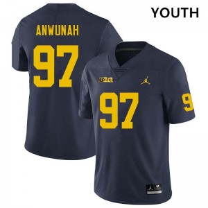 Youth Chibi Anwunah Navy Michigan Wolverines #97 College Football University Jerseys