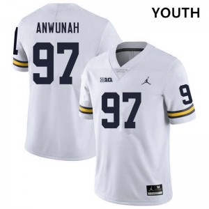 Youth Chibi Anwunah White Michigan Wolverines #97 College Football Alumni Jerseys