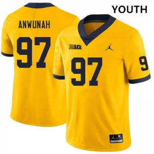 Youth Chibi Anwunah Yellow Michigan Wolverines #97 College Football Game Jersey