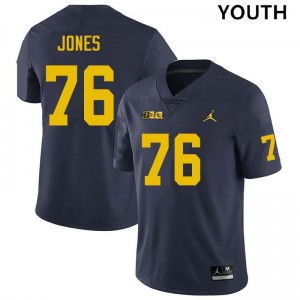 Youth Connor Jones Navy Michigan Wolverines #76 College Football High School Jerseys