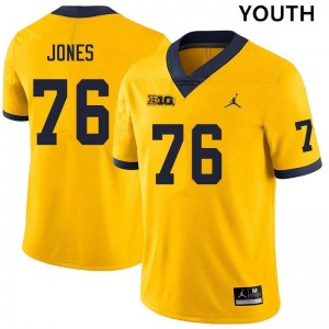 Youth Connor Jones Yellow Michigan Wolverines #76 College Football Replica Jersey