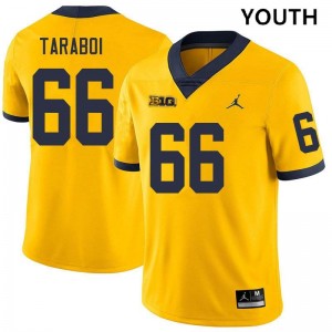 Youth Dan Taraboi Yellow Michigan Wolverines #66 College Football High School Jerseys