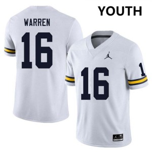 Youth Davis Warren White Michigan Wolverines #16 College Football 2025 Jerseys