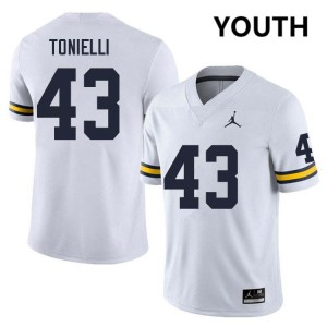 Youth Deakon Tonielli White Michigan Wolverines #43 College Football Player Jerseys
