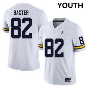 Youth Devon Baxter White Michigan Wolverines #82 College Football Embroidery Jerseys