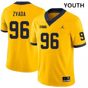 Youth Dominic Zvada Yellow Michigan Wolverines #96 College Football Replica Jerseys