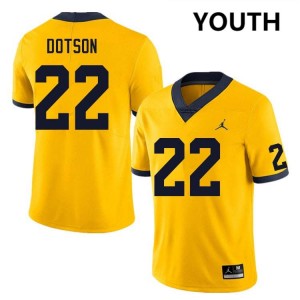 Youth Elijah Dotson Yellow Michigan Wolverines #22 College Football Alumni Jerseys