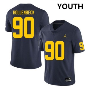 Youth Hudson Hollenbeck Navy Michigan Wolverines #90 College Football Official Jersey