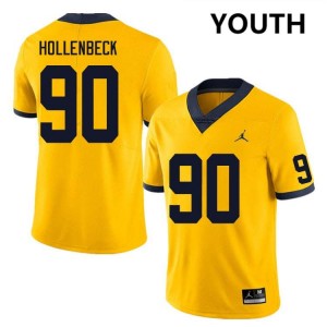 Youth Hudson Hollenbeck Yellow Michigan Wolverines #90 College Football NCAA Jerseys