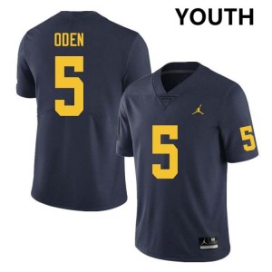 Youth Jacob Oden Navy Michigan Wolverines #5 College Football Official Jersey