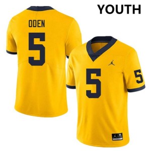 Youth Jacob Oden Yellow Michigan Wolverines #5 College Football 2025 Jerseys