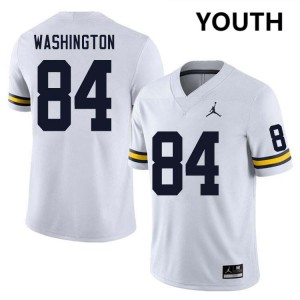 Youth Jacob Washington White Michigan Wolverines #84 College Football Embroidery Jersey