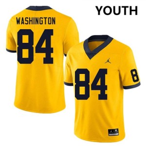 Youth Jacob Washington Yellow Michigan Wolverines #84 College Football Limited Jerseys