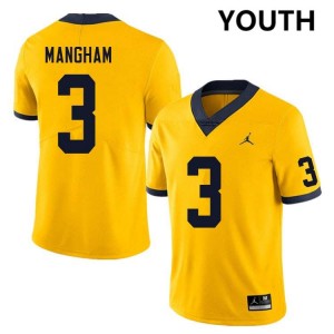 Youth Jaden Mangham Yellow Michigan Wolverines #3 College Football Stitched Jersey
