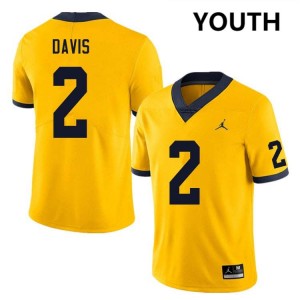 Youth Jadyn Davis Yellow Michigan Wolverines #2 College Football 2025 Jersey
