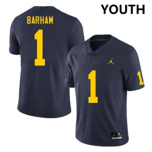 Youth Jaishawn Barham Navy Michigan Wolverines #1 College Football NCAA Jersey