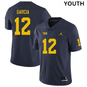 Youth Jake Garcia Navy Michigan Wolverines #12 College Football 2025 Jerseys