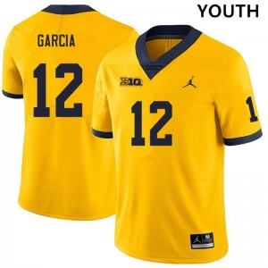 Youth Jake Garcia Yellow Michigan Wolverines #12 College Football Embroidery Jerseys