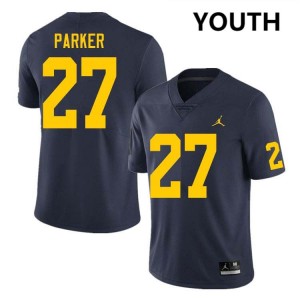 Youth Jasper Parker Navy Michigan Wolverines #27 College Football University Jerseys