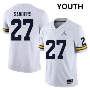 Youth Jayden Sanders White Michigan Wolverines #27 College Football 2025-26 Jerseys