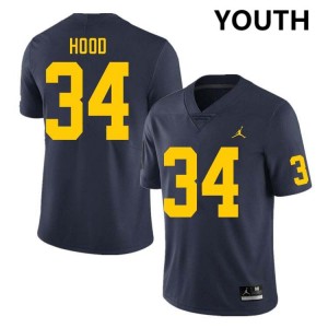 Youth Jaydon Hood Navy Michigan Wolverines #34 College Football Game Jerseys