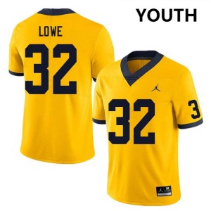 Youth Jeremiah Lowe Yellow Michigan Wolverines #32 College Football Alumni Jerseys