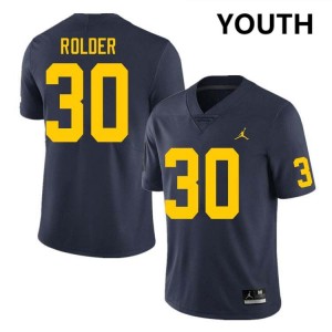 Youth Jimmy Rolder Navy Michigan Wolverines #30 College Football University Jerseys