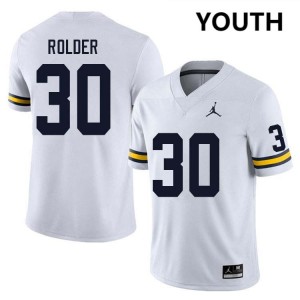 Youth Jimmy Rolder White Michigan Wolverines #30 College Football NCAA Jersey