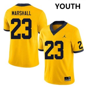 Youth Jordan Marshall Yellow Michigan Wolverines #23 College Football University Jerseys