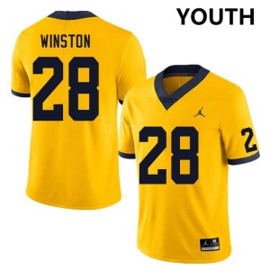 Youth Kainoa Winston Yellow Michigan Wolverines #28 College Football NCAA Jersey